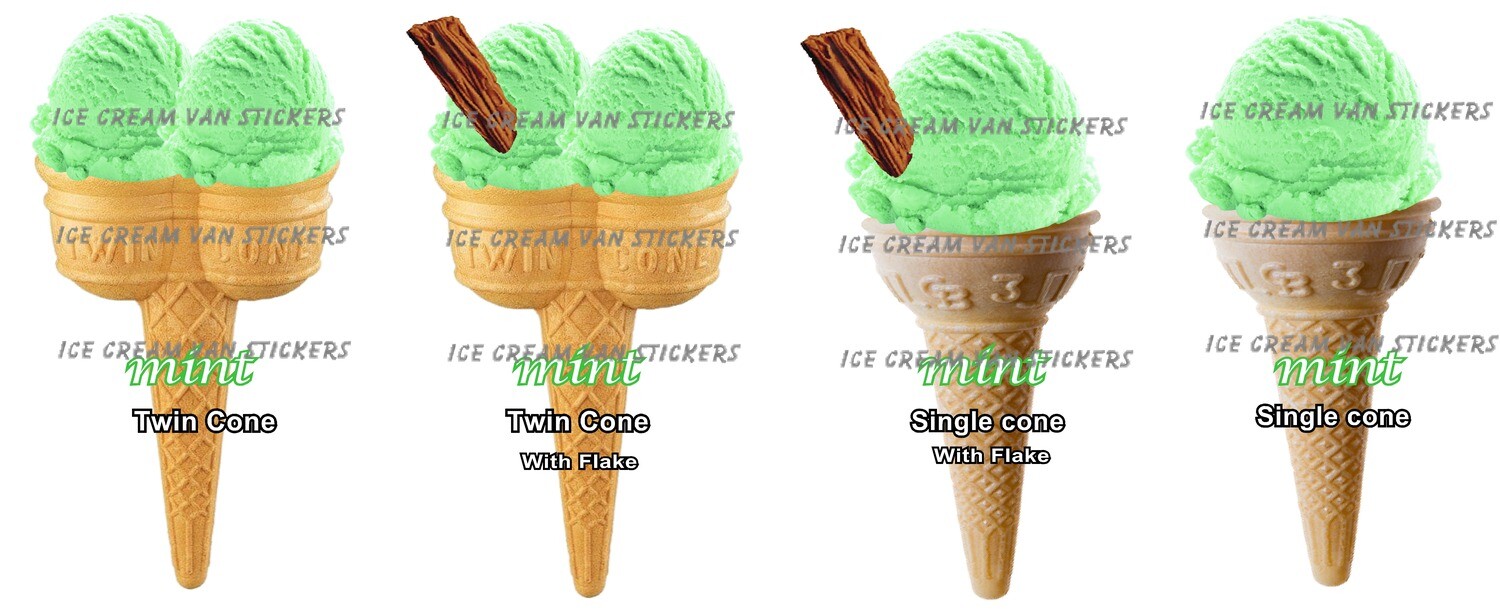 4 x Hard Scooped mint  flavoured Ice Cream cones