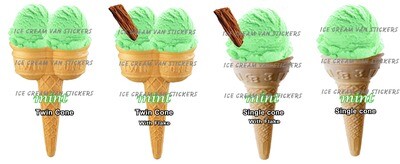 4 x Hard Scooped mint  flavoured Ice Cream cones