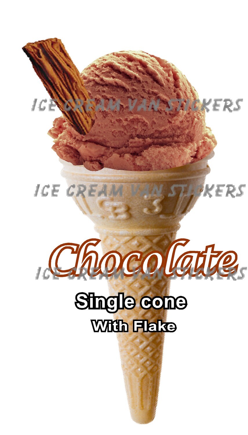 Hard Scooped Chocolate Ice Cream Single Cone  with flake