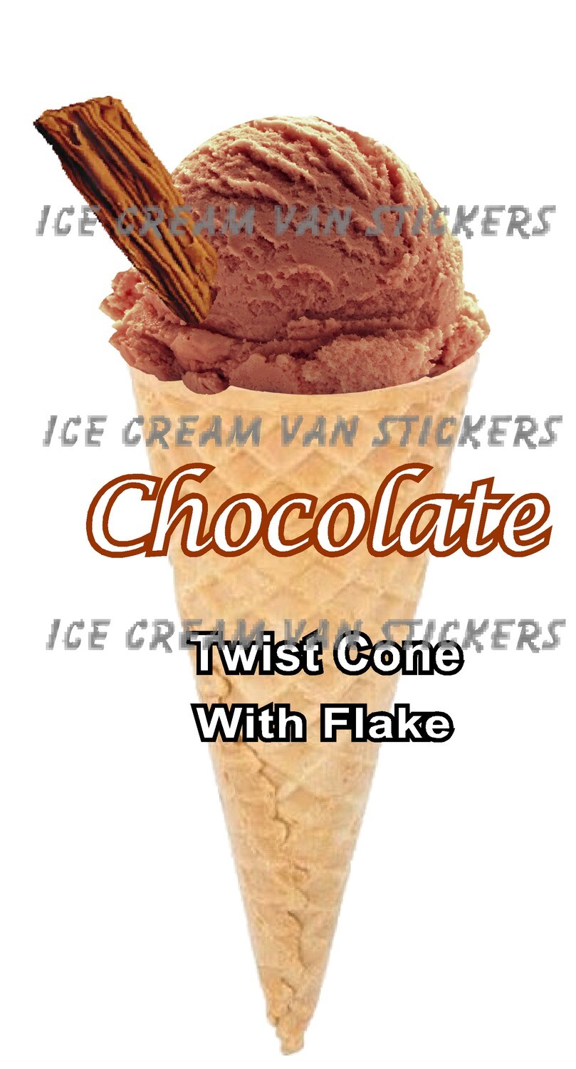 Hard Scooped  chocolate   Ice Cream  twist  Cone with flake