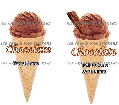 2 x Hard Scooped  chocolate   Ice Cream  twist  Cone and twist cone  with flake