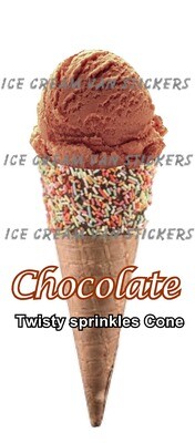 Hard Scooped chocolate  flavoured Ice Cream twisty sprinkles Cone