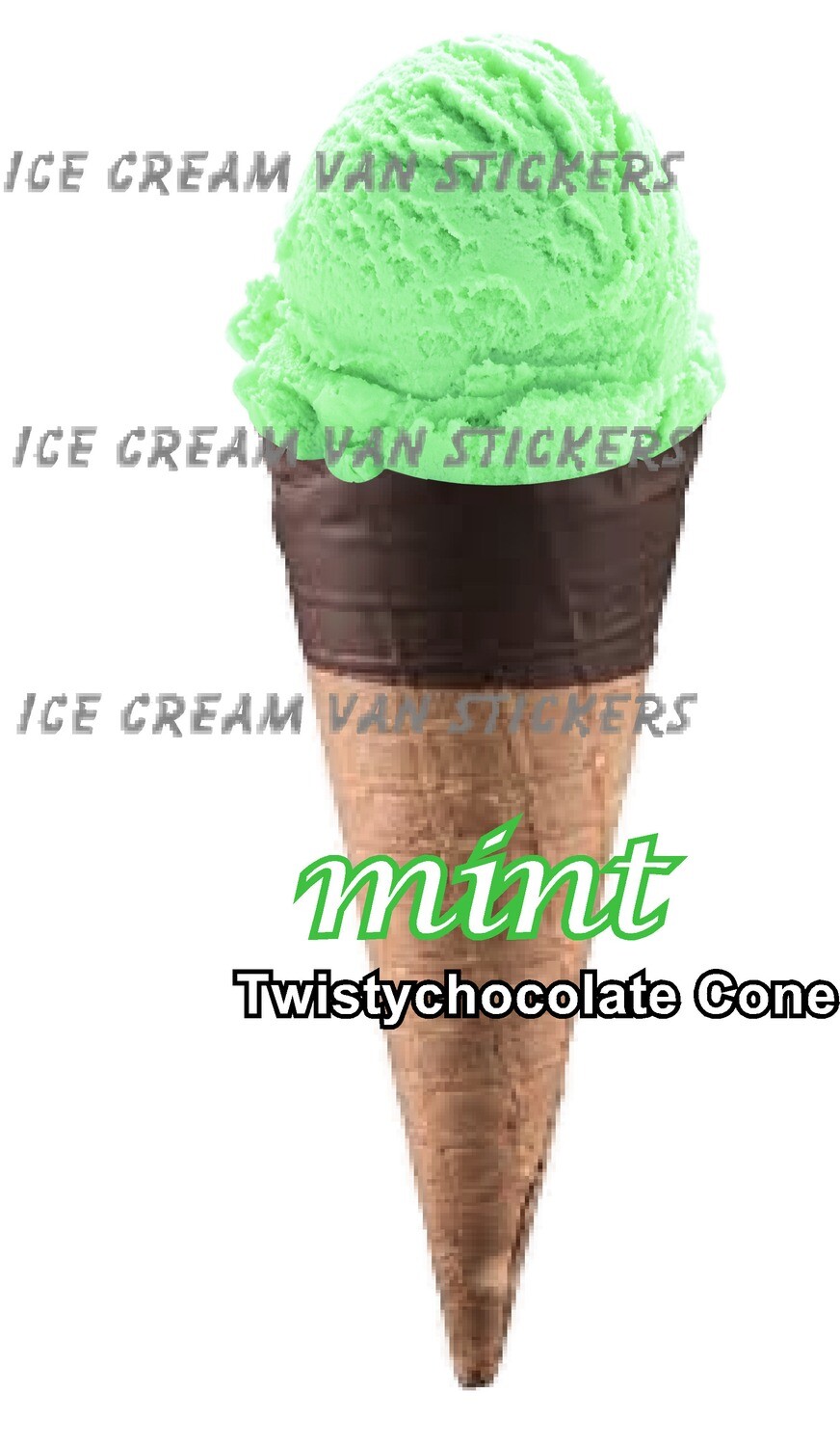 Hard Scooped mint  flavoured Ice Cream twisty chocolate coated
 Cone