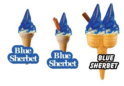 3  x whippy soft ice cream Single Cone  blue sherbet