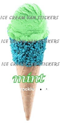 Hard Scooped mint  flavoured Ice Cream twisty blue bits Cone