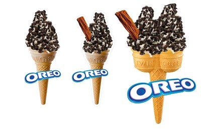 3  x whippy soft ice cream Single/twin  Cone  oreo