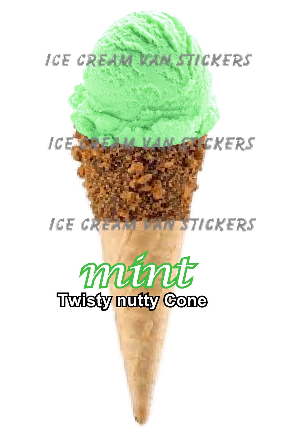 Hard Scooped mint  flavoured Ice Cream twisty nutty
 Cone