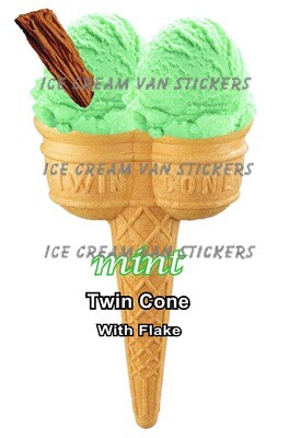 Hard Scooped mint  flavoured double Ice Cream  cone with flake