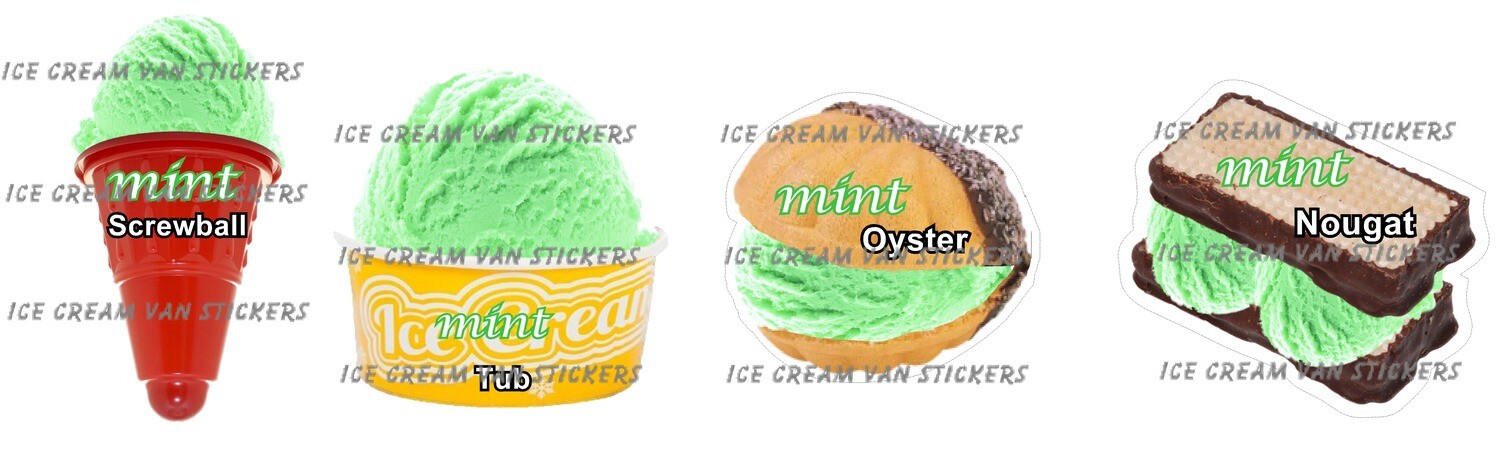 4 x Hard Scooped mint  flavoured Ice Cream oyster,tub,nougat,screwball
