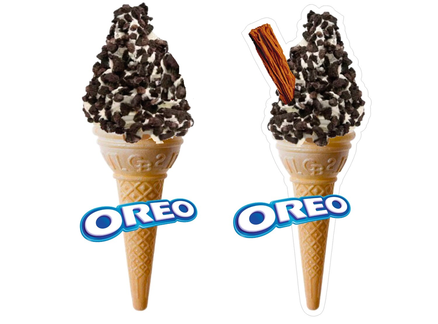 2 x whippy soft ice cream Single Cone  oreo
