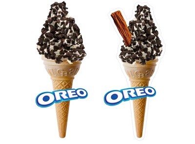 2 x whippy soft ice cream Single Cone  oreo