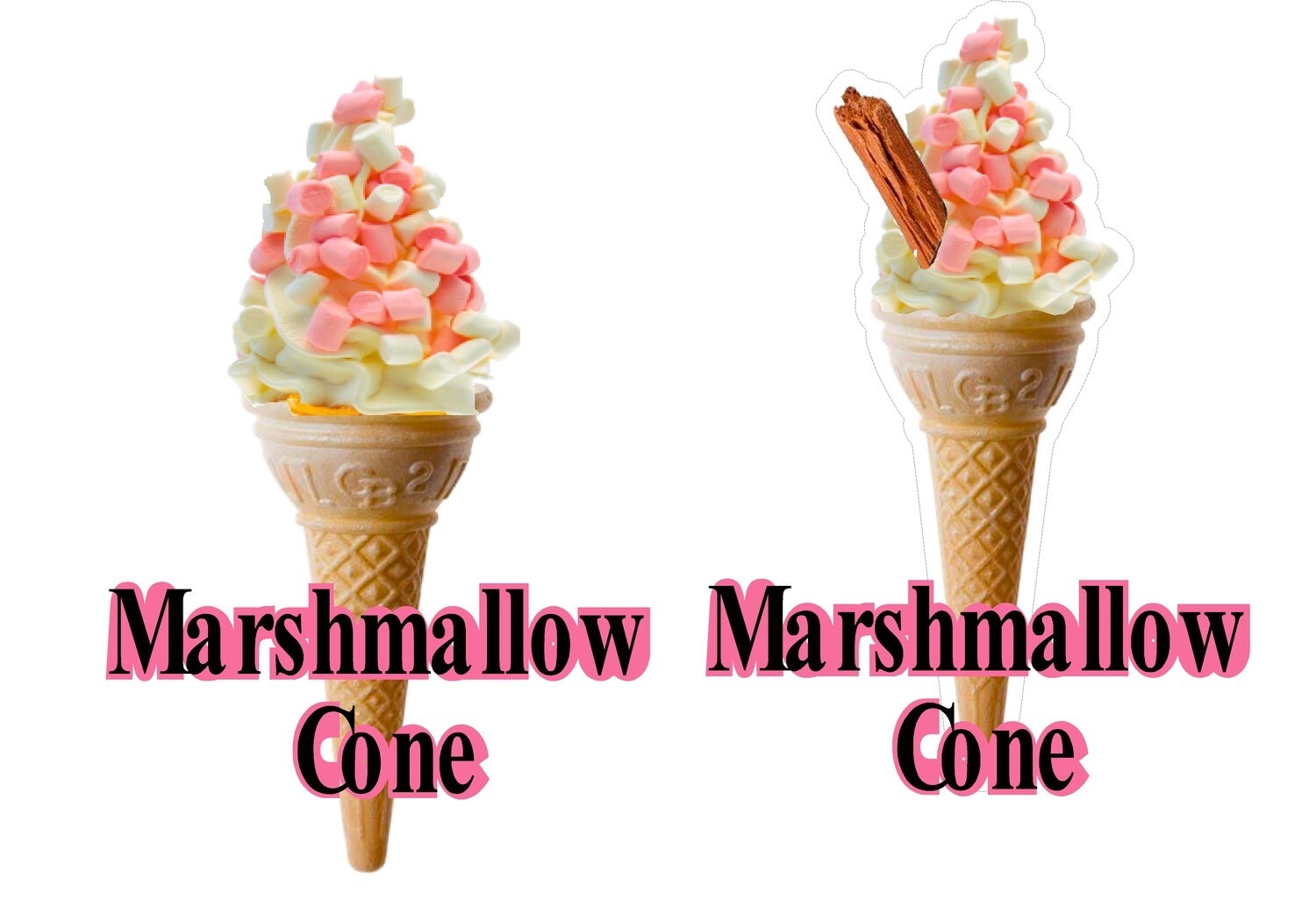 2 x whippy soft ice cream Single Cone  marshmellow