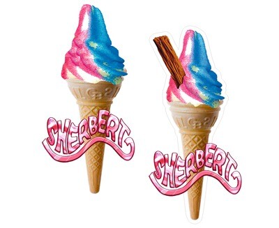 2 x whippy soft ice cream Single Cone  mixed sherbet