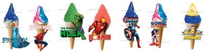 7 x soft whippy super hero   Ice Cream cones
