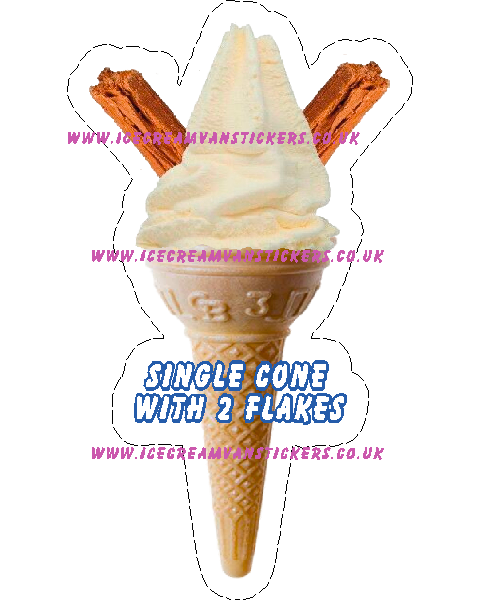 whippy soft ice cream Single Cone with 2 flakes