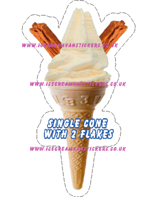 whippy soft ice cream Single Cone with 2 flakes
