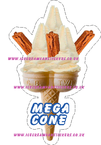whippy soft ice cream Twin Cone with  3  x  flake mega cone