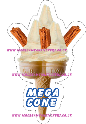 whippy soft ice cream Twin Cone with  3  x  flake mega cone