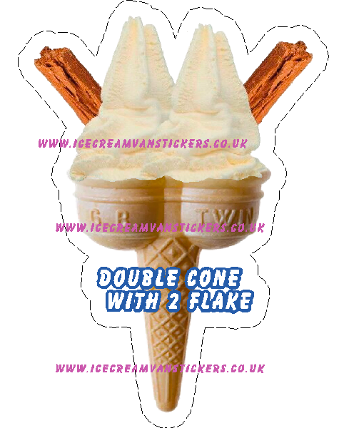 whippy soft ice cream Twin Cone with  2 x  flake