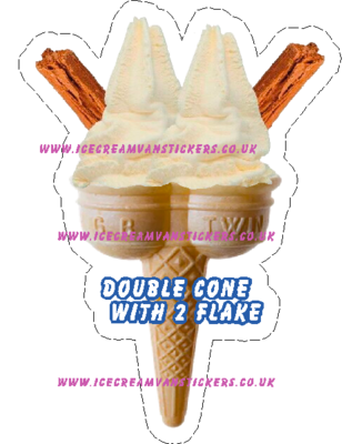 whippy soft ice cream Twin Cone with  2 x  flake