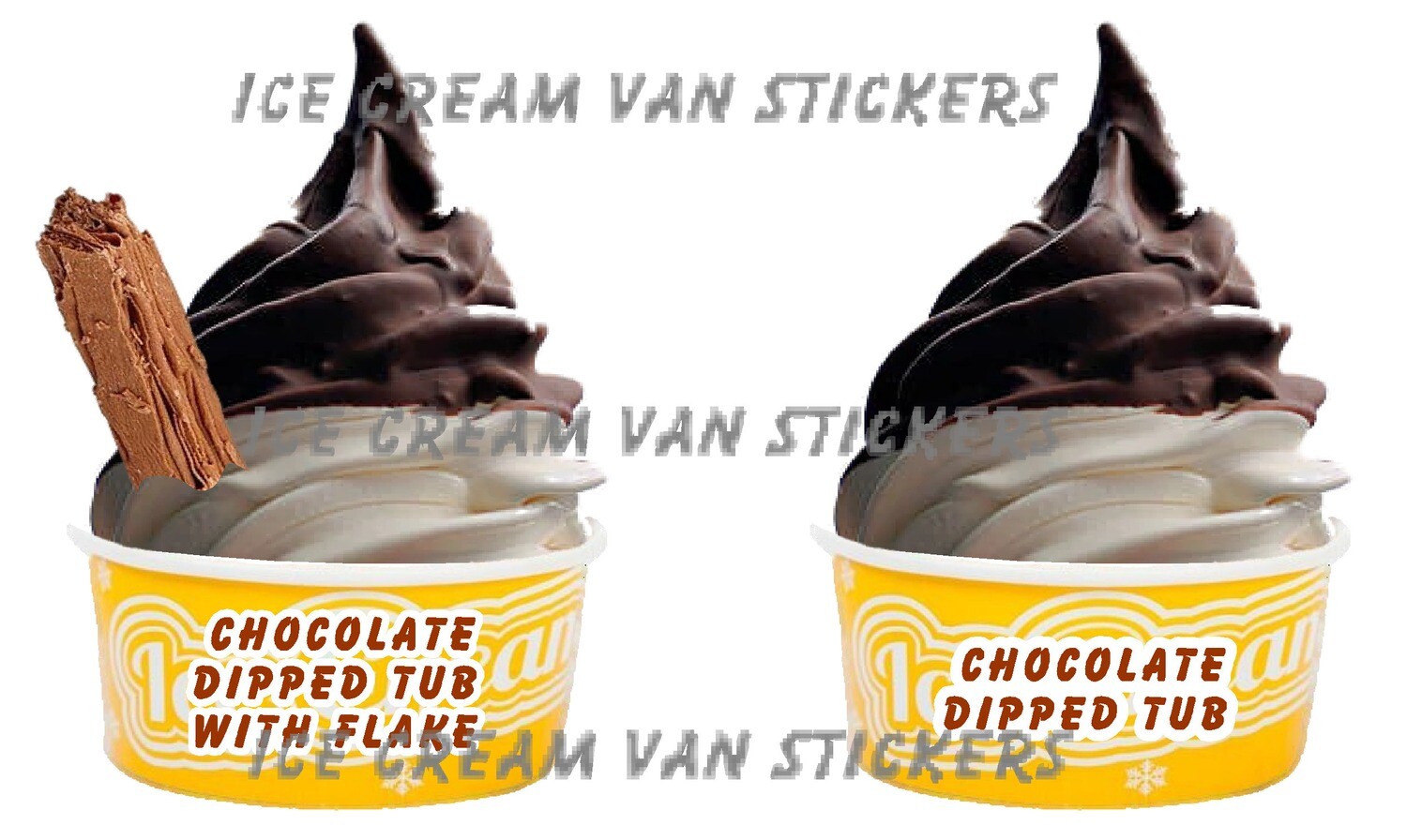 2 x chocolate dipped whippy soft ice cream tubs