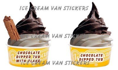 2 x chocolate dipped whippy soft ice cream tubs