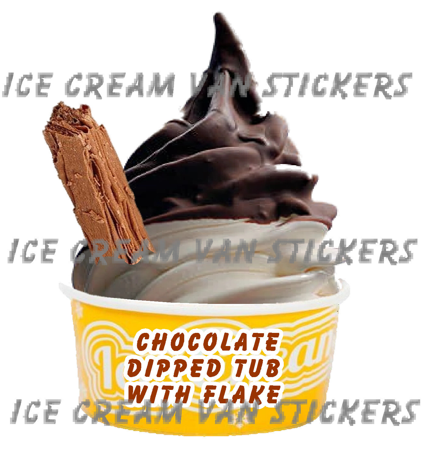chocolate dipped whippy soft ice cream tub with flake