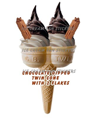 chocolate dipped whippy soft ice cream twin with 2 flakes