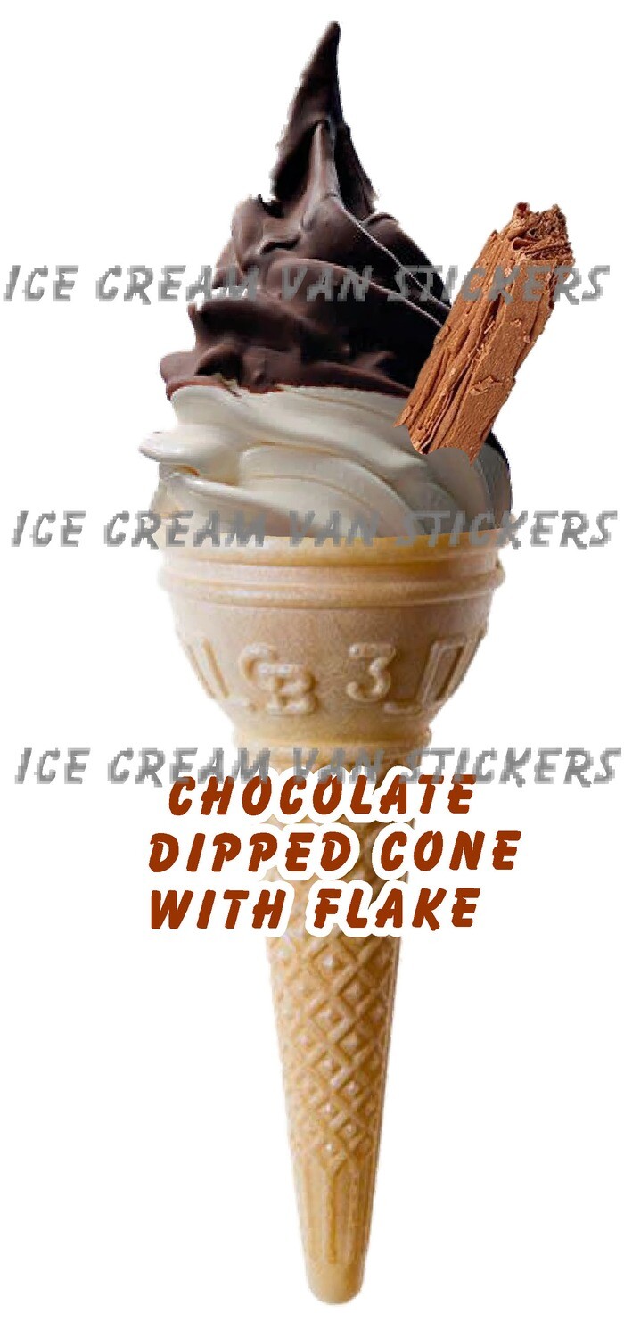 chocolate dipped whippy soft ice cream Single Cone with flake
