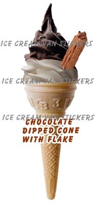 chocolate dipped whippy soft ice cream Single Cone with flake
