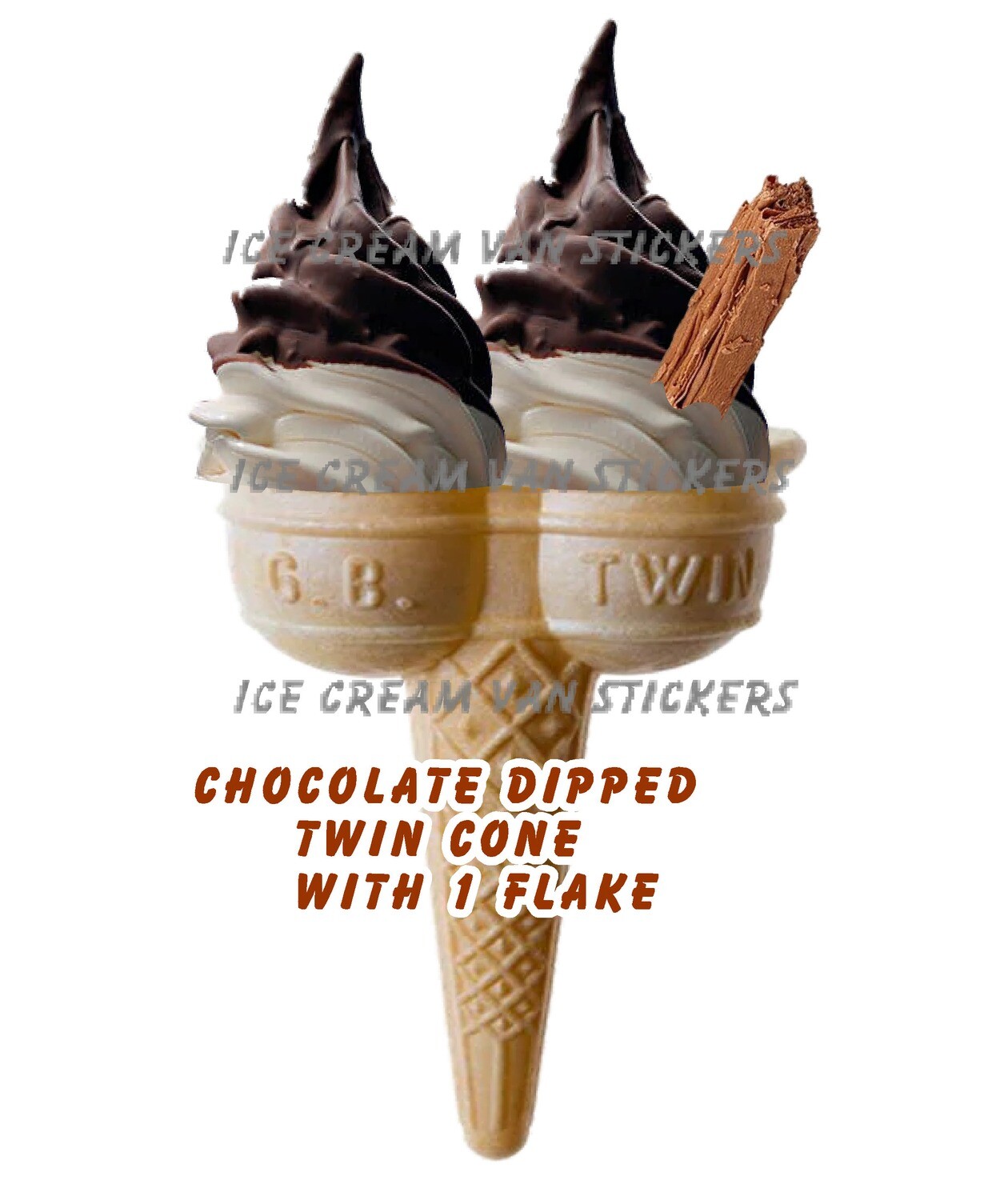 chocolate dipped whippy soft ice cream twin with 1 flake
