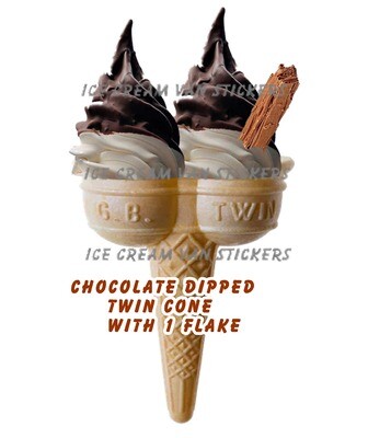 chocolate dipped whippy soft ice cream twin with 1 flake