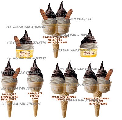 7 x chocolate dipped whippy soft ice cream  cones