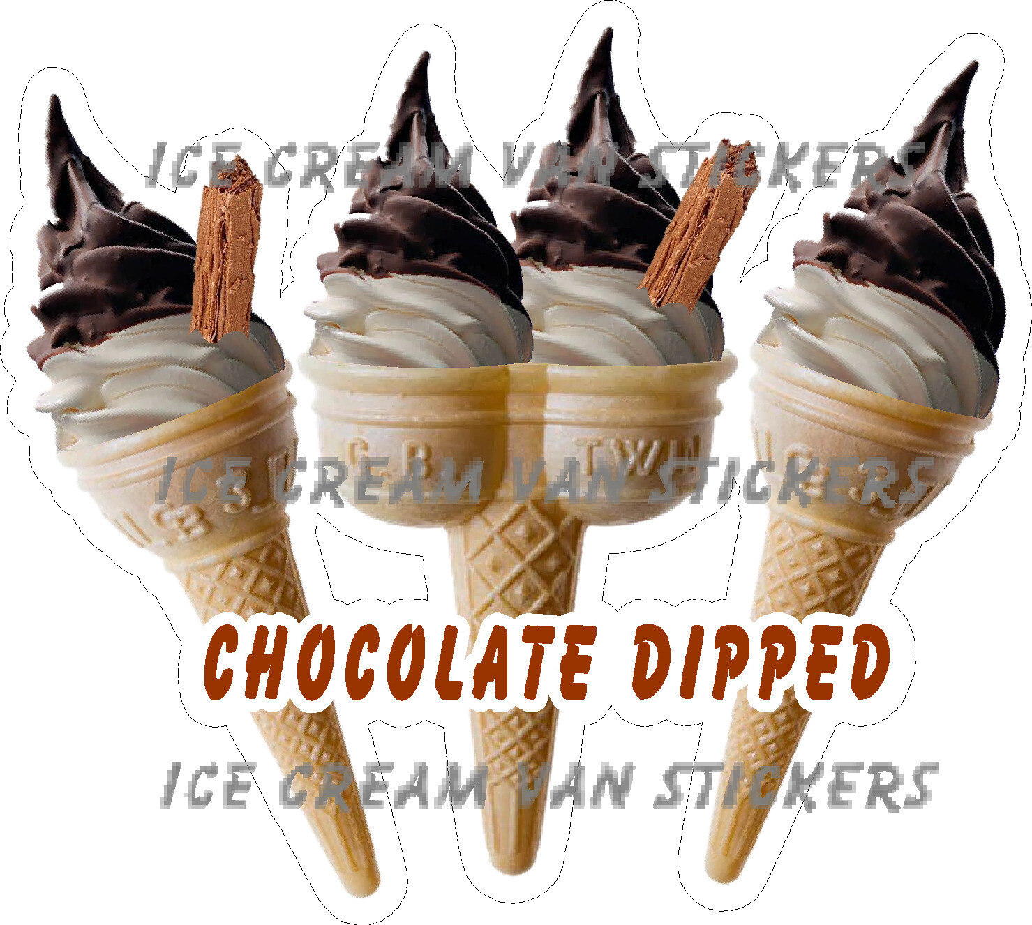 1x chocolate dipped triple whippy soft ice cream  cone