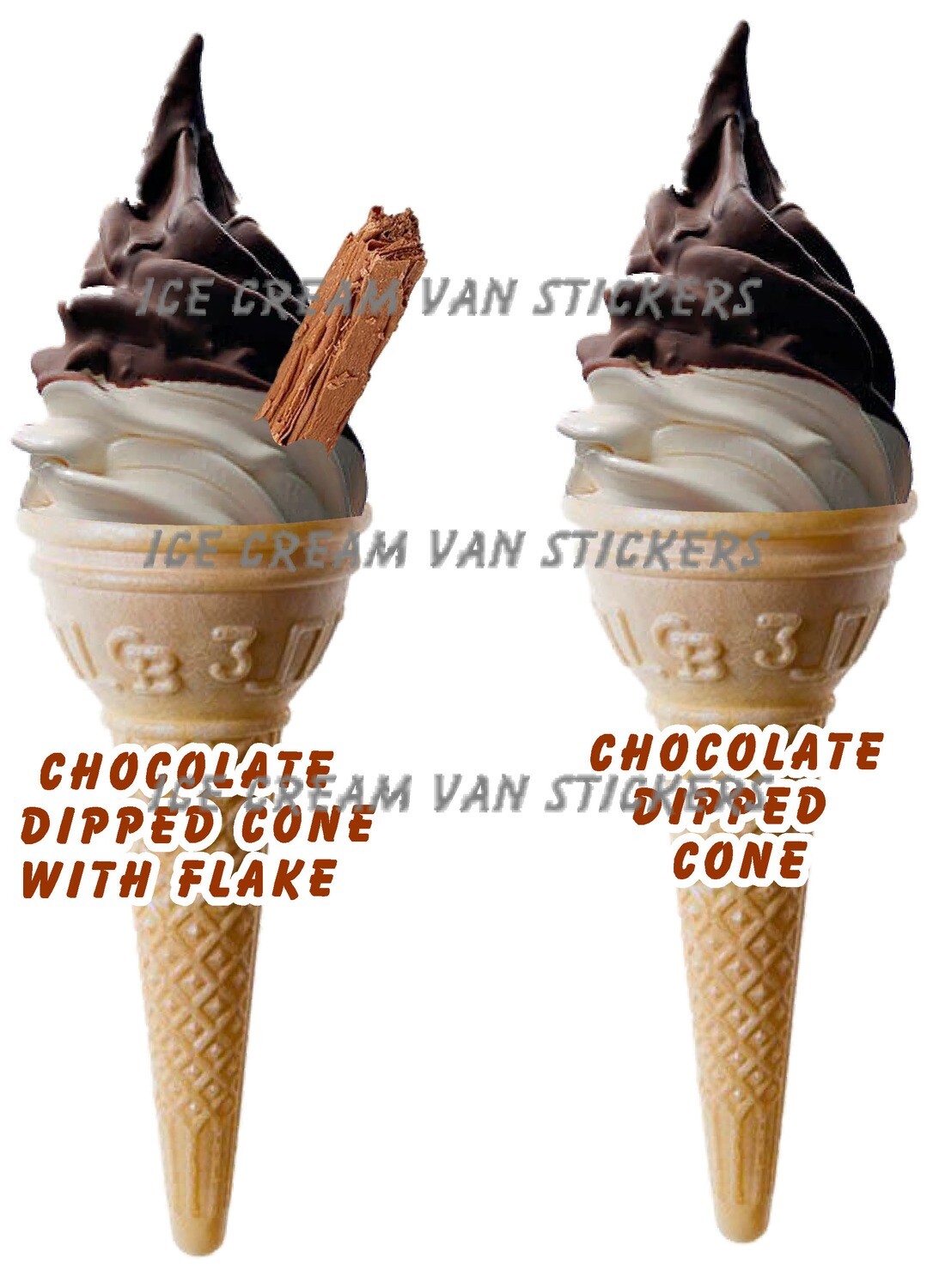 2 x chocolate dipped whippy soft ice cream single cones