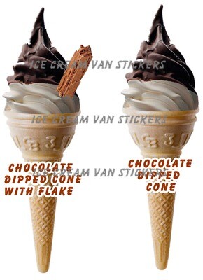 2 x chocolate dipped whippy soft ice cream single cones