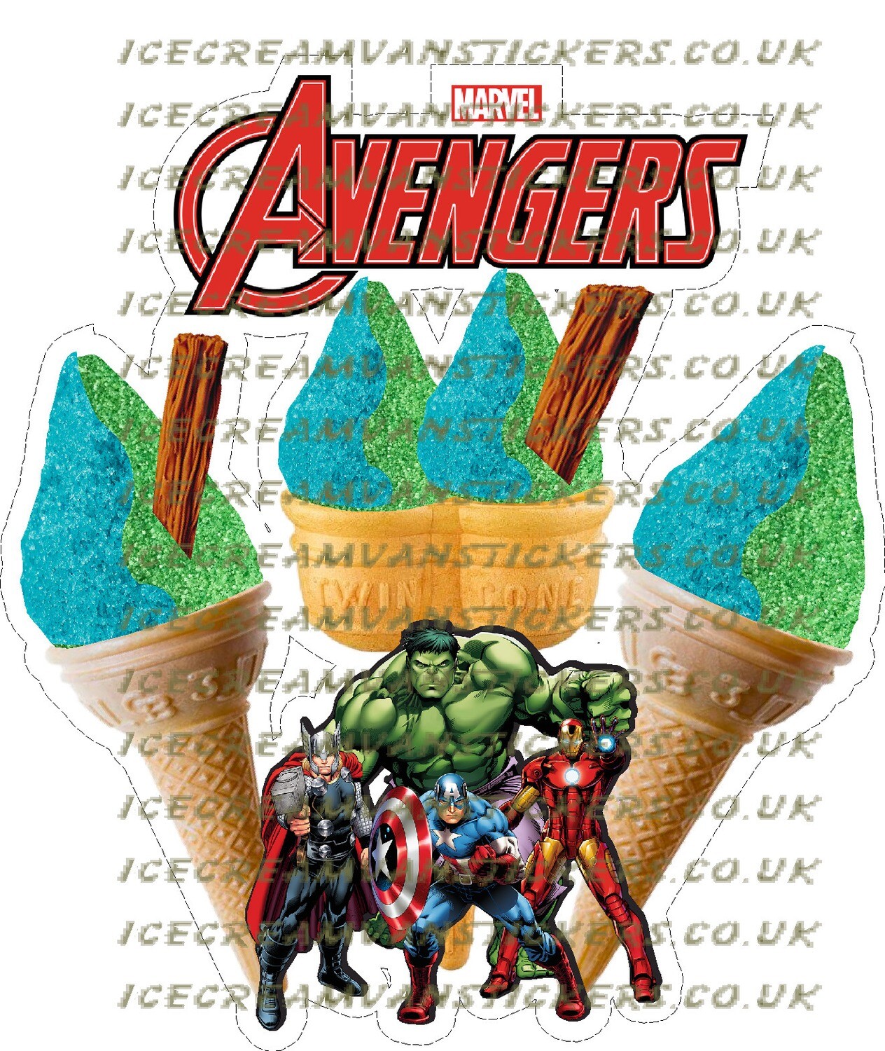 whippy soft ice cream triple cone set advengers  mixed sherbet