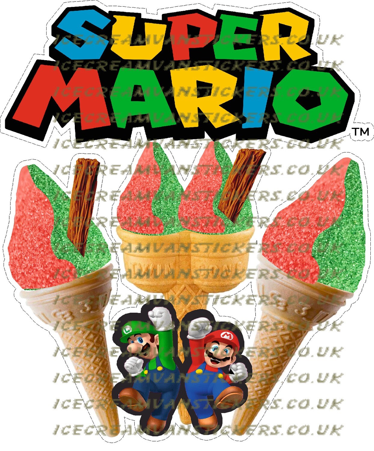 whippy soft ice cream triple cone set super mario  mixed sherbet