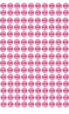 150 x Assorted Colours price Ice Cream sticker