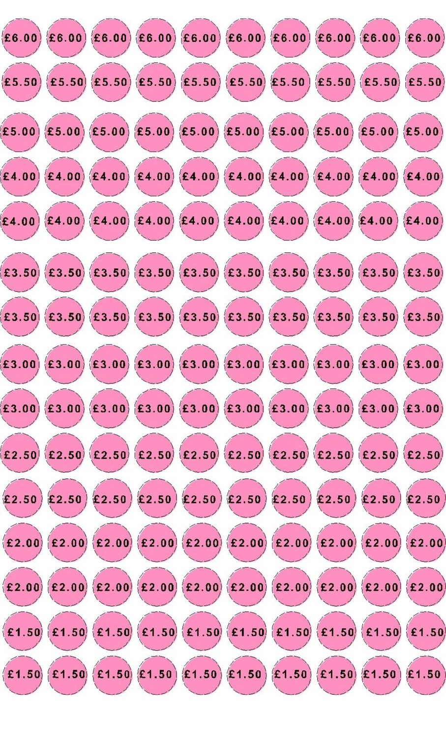 150 x Assorted Colours price Ice Cream sticker