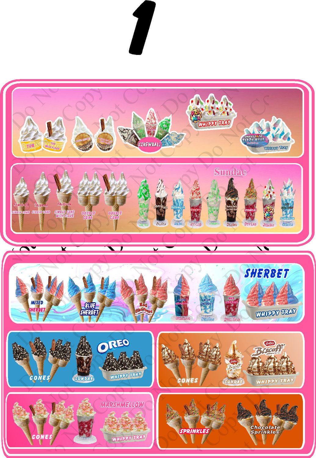 ice cream Van Window Advertising Products / Menu Sticker Style 1