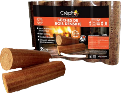 4 Bûches Densifiées FLAMINO - Longue Durée De Combustion - Pour Poêle à Bois, Insert, Cheminée - Chaleur Efficace Et Propre