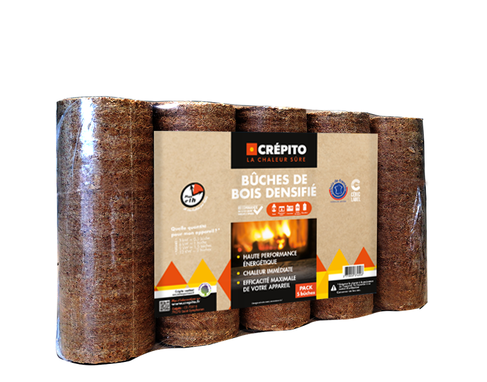 Pack de 5 Bûches Densifiées 7.5KG rondes - Crépito
