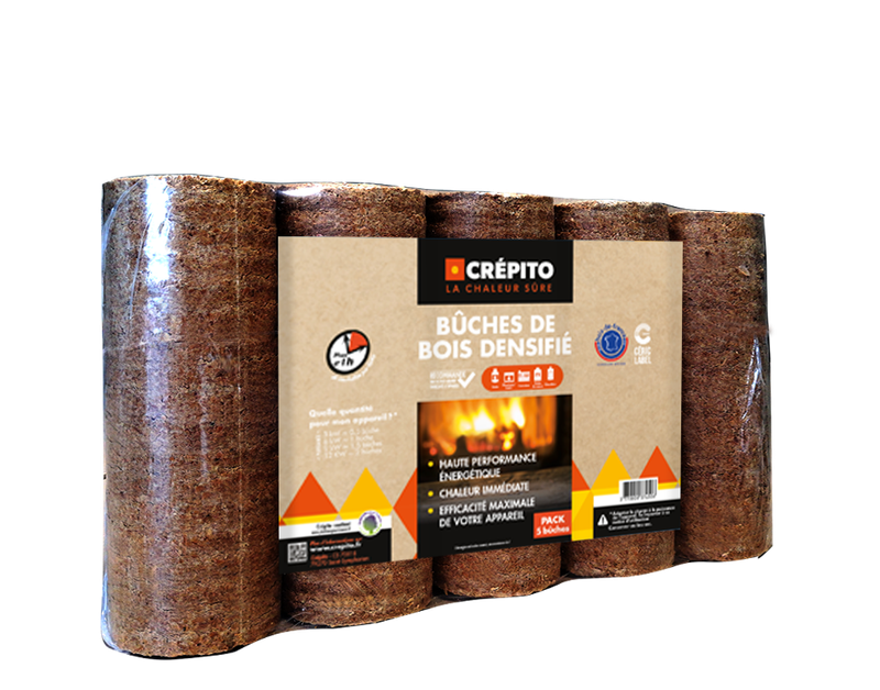 Pack de 5 Bûches Densifiées 7.5KG rondes - Crépito