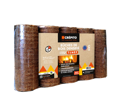 Pack de 5 Bûches Densifiées 7.5KG rondes - Crépito