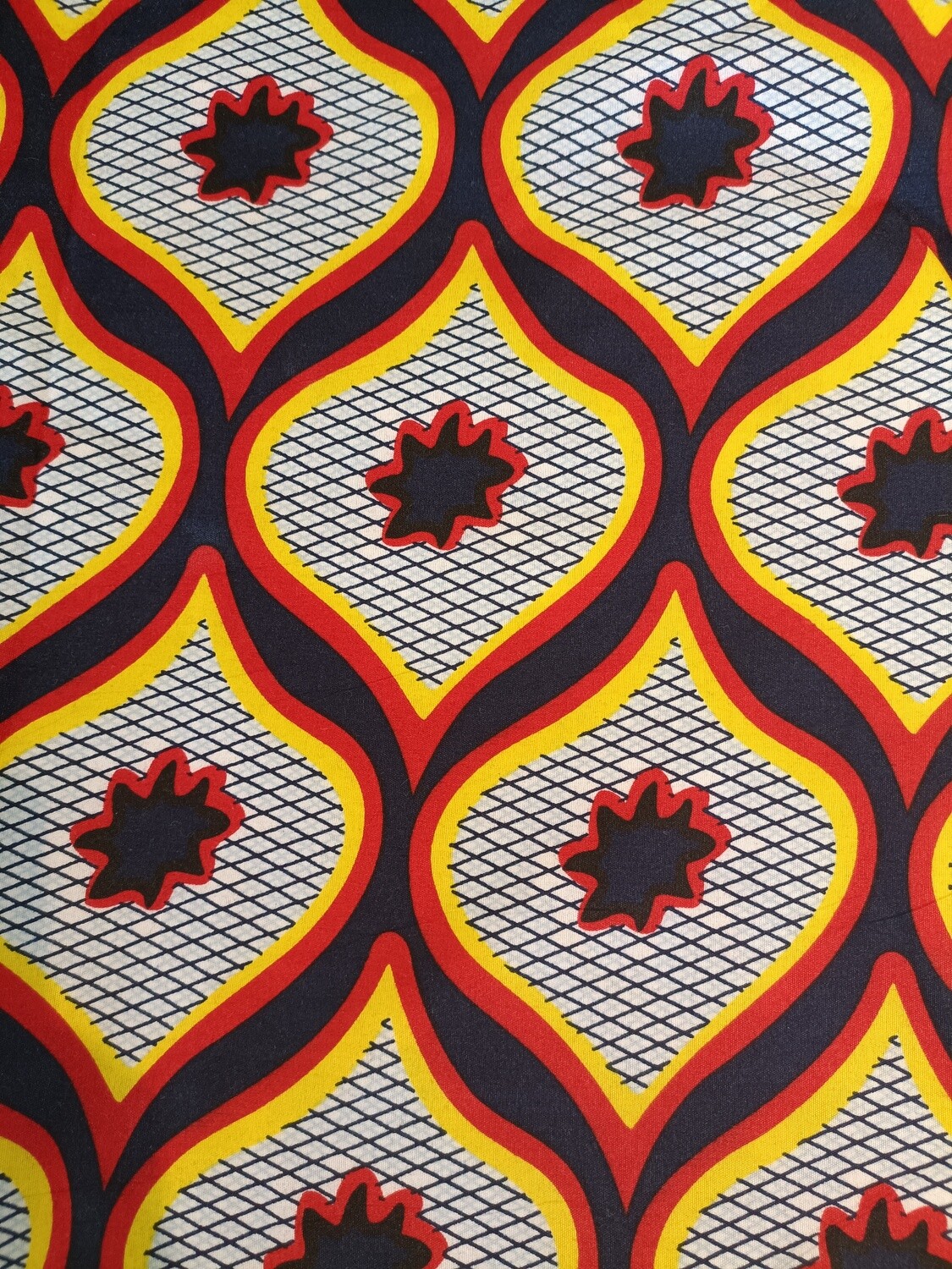 Wax africain feuille multicolor et carreaux bleu foncé