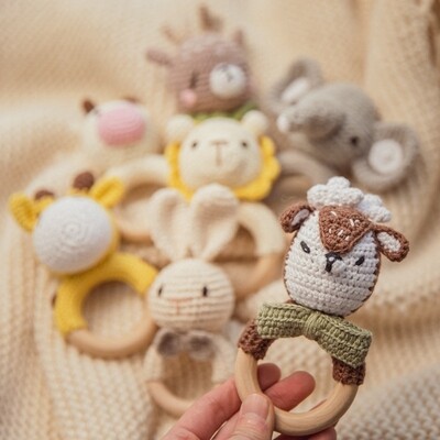 Handmade Animal Rattle Toy