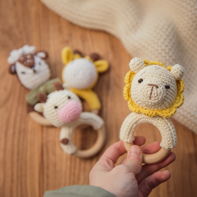 Handmade Animal Rattle Toy