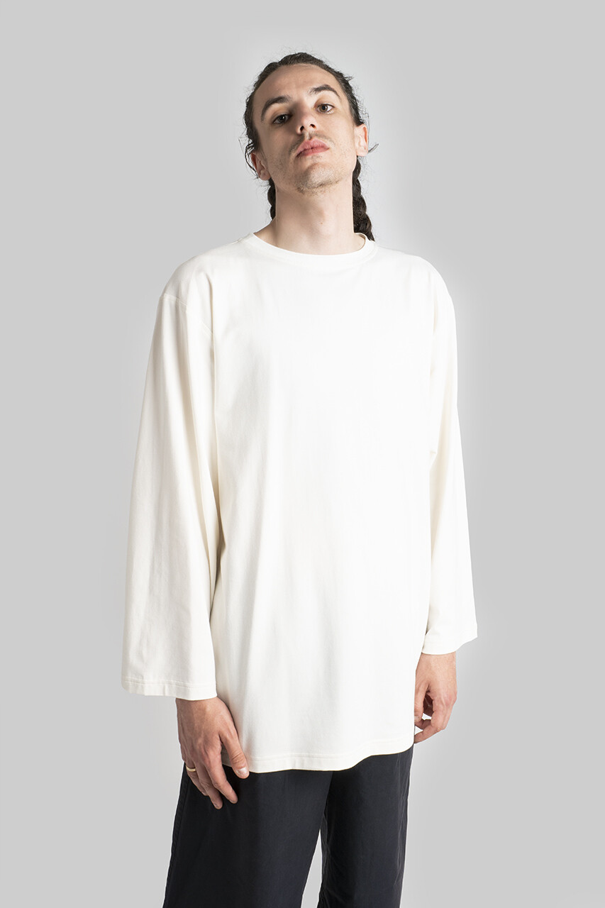 Camiseta Básica holgada de manga larga Blanco químico