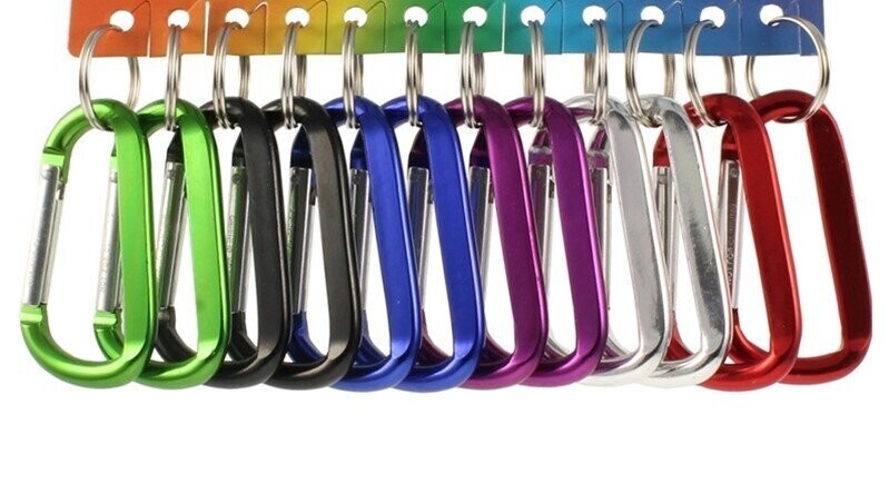 Carabiner With Key Ring Assorted Colours Pack of  12